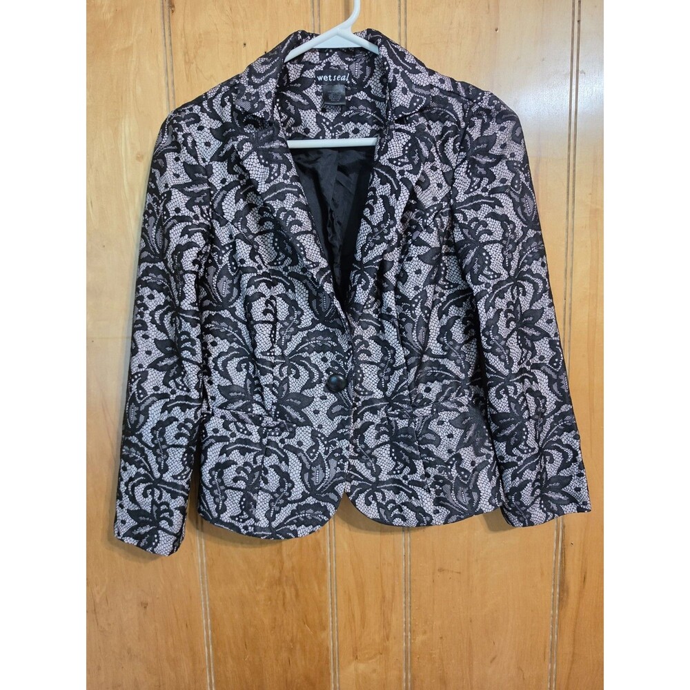 Vintage/Y2K Wet Seal Black Lace Blazer Size Small Evening Cocktail Jacket